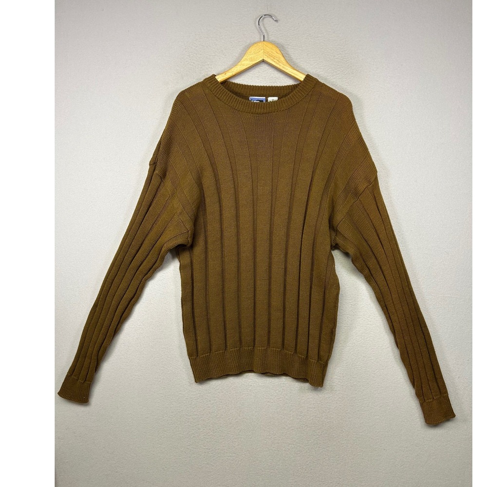 Vintage Earthcore Todays‎ News Womens XL Brown Ribbed Ramie Cotton Knit Sweater